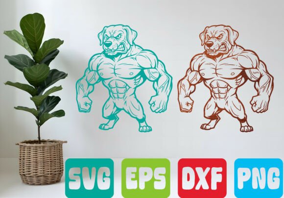 Angry Muscle Dog SVG Design: Graphics & T-Shirt Designs