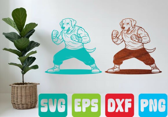 Boxing Dog SVG Fighter Cartoon Design Graphics