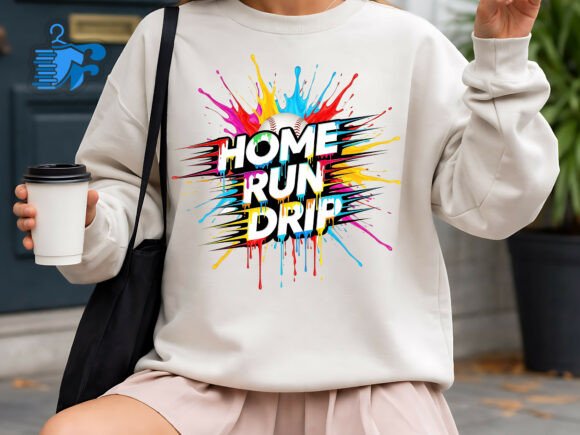 Home Run Drip Baseball SVG Design: Graphics & T-Shirt Designs