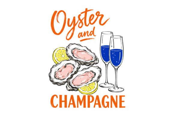 Oyster and Champagne Graphics for T-Shirt Designs