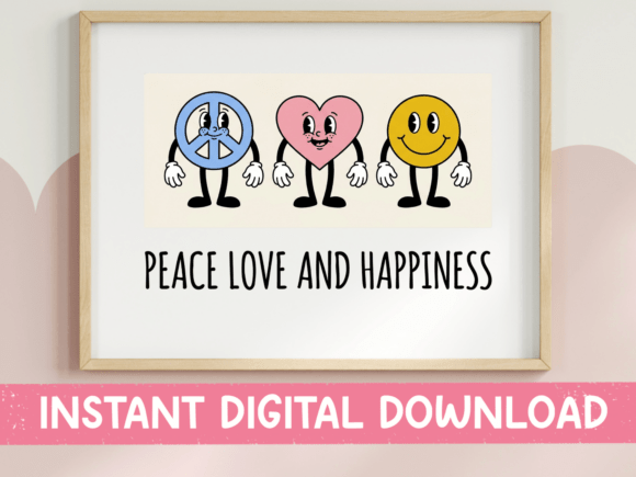 Peace Love Happiness SVG Design for T-Shirt Graphics